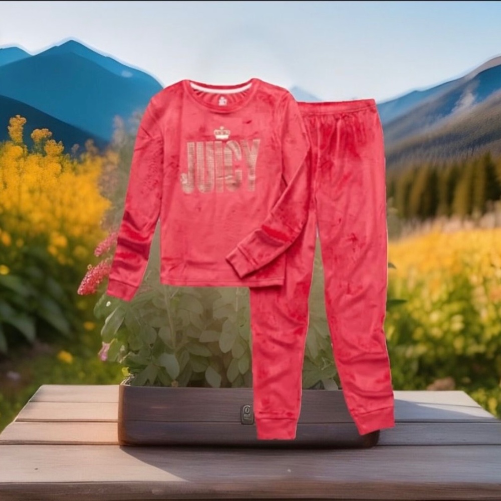 Juicy Couture Soft, Comfy Velour Lounge, Active Sleep Wear 3 PC Big Girls 14 NWT
